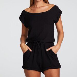 Chaser Rolled Sleeve Off the Shoulder Romper NWT